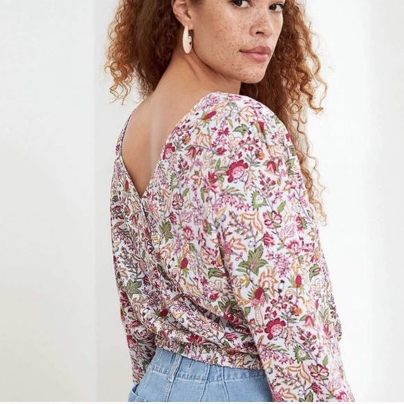 Loft jungle wrap back croppwd top M - Picture 3 of 7